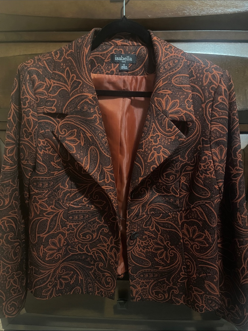 Abella Women's Brown and Rust Paisley Blazer
